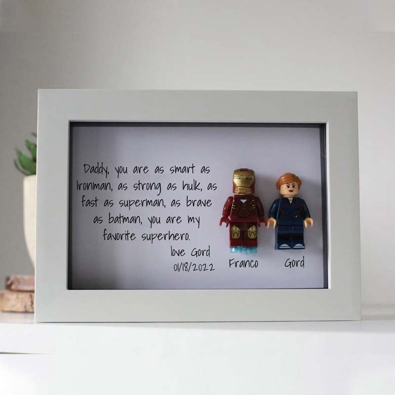 "Daddy, You Are as Smart as Iron Man" Personalized Family Superhero Frame