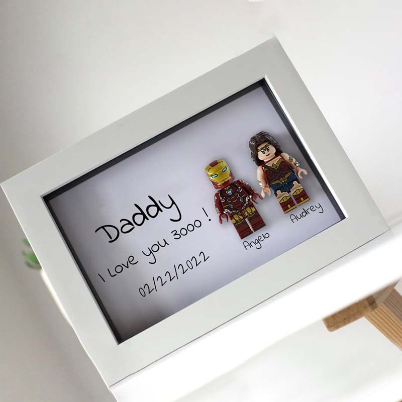 "Daddy, I Love you 3000" Personalised Family Superhero Frame White