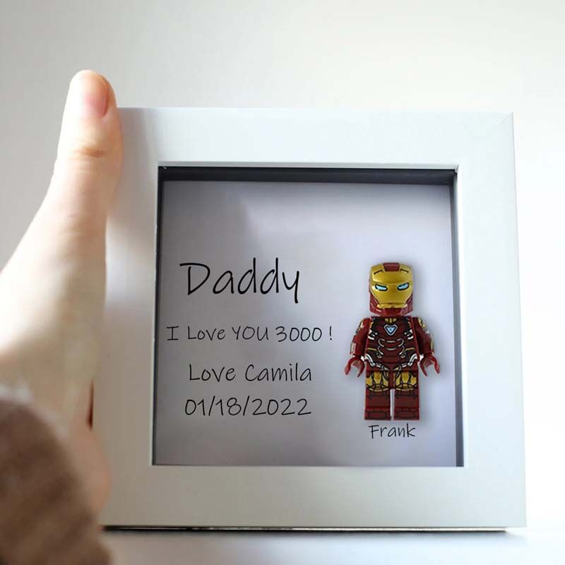 "Daddy, I Love you 3000" Personalised Superhero Frame White