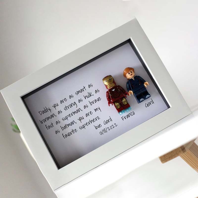 "Daddy, You Are as Smart as Iron Man" Personalized Family Superhero Frame